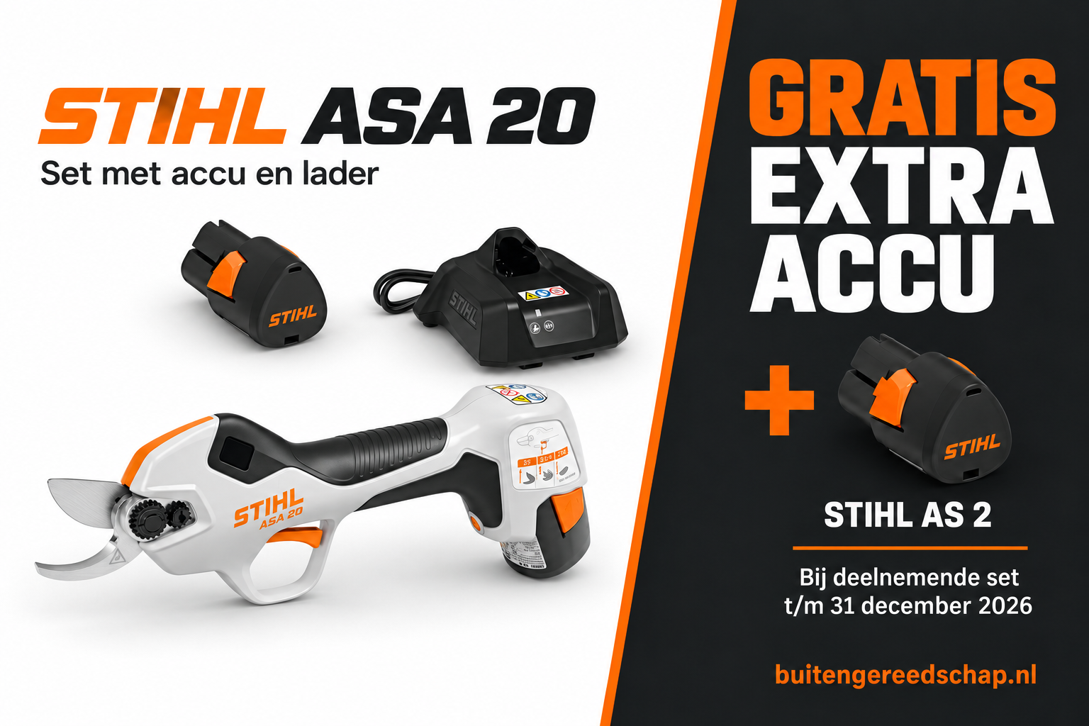 STIHL ASA 20 set met accu en lader, plus 1 gratis extra AS 2-accu